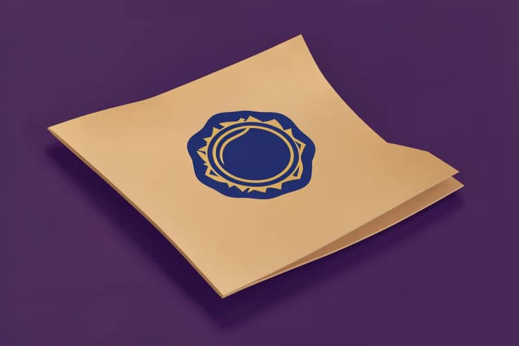Close-up de um documento oficial com selo de aprovação.